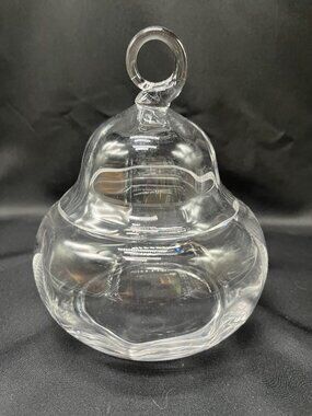 Authentic Vintage Wedgwood Hand-Blown Clear Glass Lidded Jar